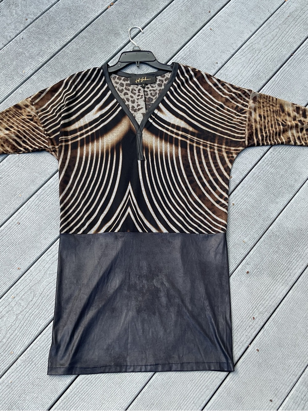 Vintage JEFF GALLANO Leopard print short dress Sz.3 France
